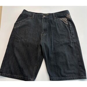 Game Time Shorts Mens 40 Black Denim Embroidered Streetwear Golo SJ Y2K